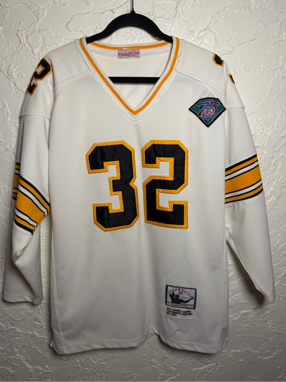 Mitchell & Ness White #32 Franco Harris Football Jersey